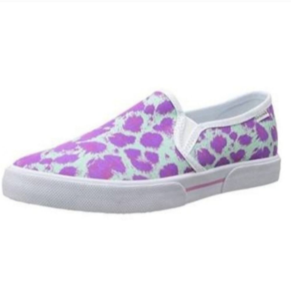 ☔️🔸️Groove Fuchsia & Mint Leopard Print Genius Canvas Shoes Size 8